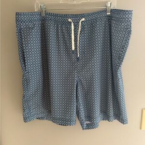 Elysian Swim Shorts Men’s SZ 2XL Blue White Design Quick Dry Mesh Lined Stretch